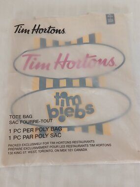 Tim Hortons X Justin Bieber Tim Biebs Cotton Tote Bag 13.5" X 16" NEW